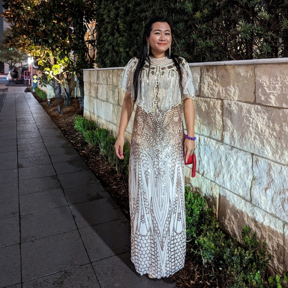 Sequin long dress set